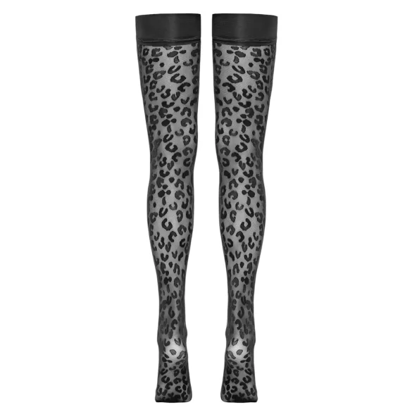 Cottelli Legwear - Black Leopard Print Thigh-Highs - 3