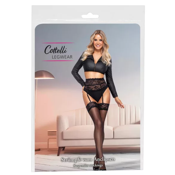 Cottelli - Silky Thigh-Highs (Black) - L