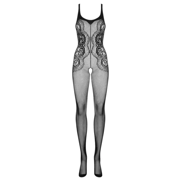 Obsessive G335 - transparent, open black fishnet bodystocking (S-L)