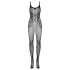 Obsessive G335 - transparent, open black fishnet bodystocking (S-L)