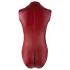 Cottelli Party - zip-up, sleeveless shiny bodysuit (red) - M