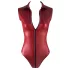 Cottelli Party - zip-up, sleeveless shiny bodysuit (red) - XL