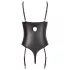 Abierta Fina - Sparkling Strap-Lace Open Bodysuit (Black) - 80B/M