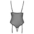 Cottelli - Lace Open-Back Black Bodysuit with Garter - M
