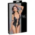 Cottelli Bondage - Shiny Black Open-Front Ringed Bodysuit - M