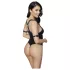 Cottelli Bondage - Shiny Black Open-Front Ringed Bodysuit - M
