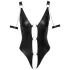 Cottelli Bondage - Shiny Black Open-Front Ringed Bodysuit - M