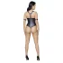 Cottelli Bondage - Shiny Black Open-Front Ringed Bodysuit - L