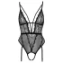 Cottelli - Open Strappy Bodysuit with Garter (Black) - XL