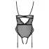 Cottelli - Open Strappy Bodysuit with Garter (Black) - XL