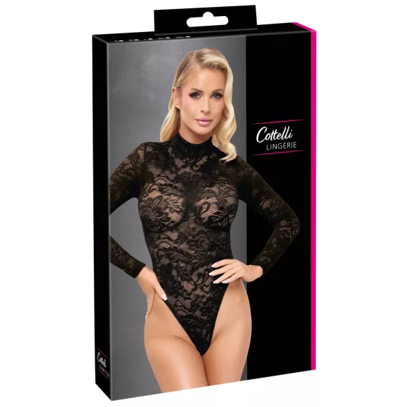 Cottelli - long-sleeved lace bodysuit (black) - S