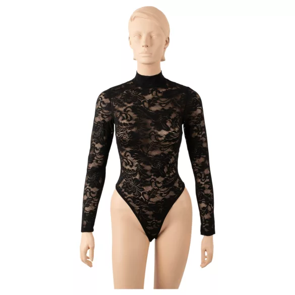 Cottelli - long-sleeved lace bodysuit (black) - S