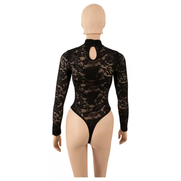 Cottelli - long-sleeved lace bodysuit (black) - S