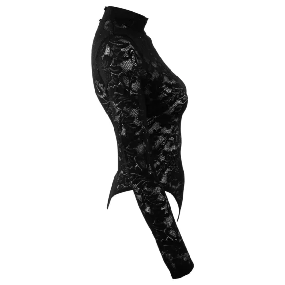 Cottelli - long-sleeved lace bodysuit (black) - S - M