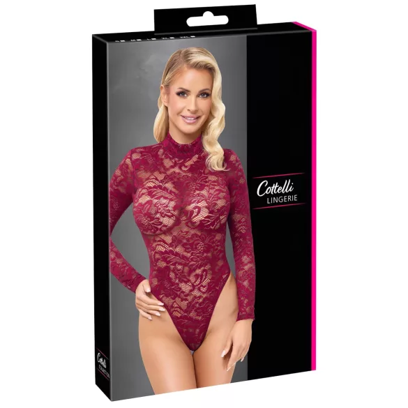 Cottelli - Sheer Lace Bodysuit (Red)