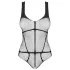 Obsessive B336 - transparent, open black fishnet bodysuit (S-L)
