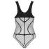 Obsessive B336 - transparent, open black fishnet bodysuit (S-L)