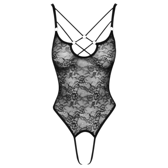 Cottelli - Sheer, Open Lace Bodysuit (Black) - L