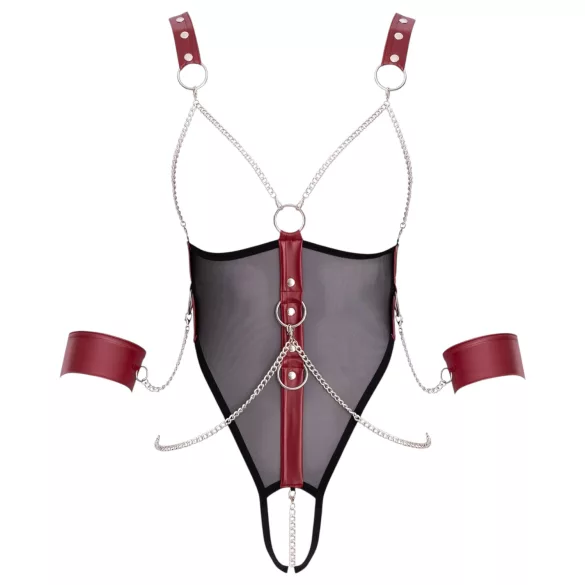 Cottelli Bondage - Strappy Open Body with Chain (Black) - L