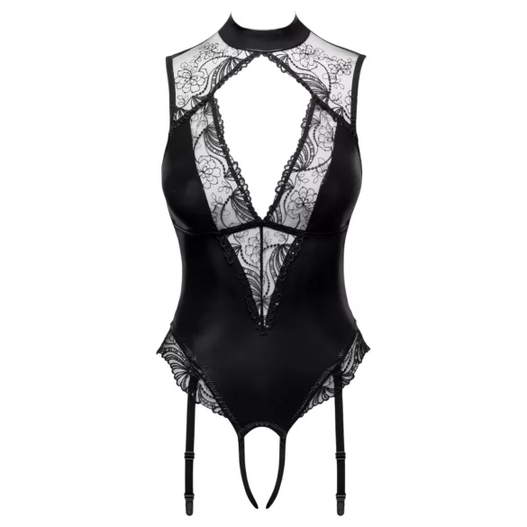 Cottelli - suspender bodysuit with open crotch (black) - M