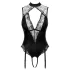 Cottelli - suspender bodysuit with open crotch (black) - M