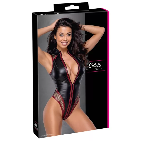Cottelli - zip-up fishnet bodysuit (black)