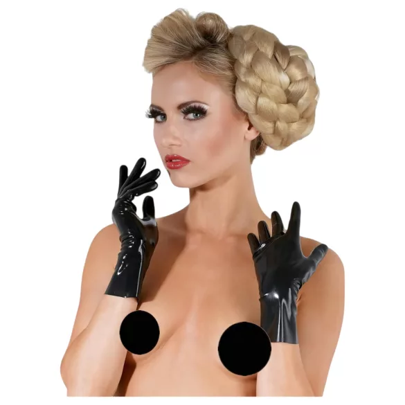 Latex short unisex gloves (black) - L