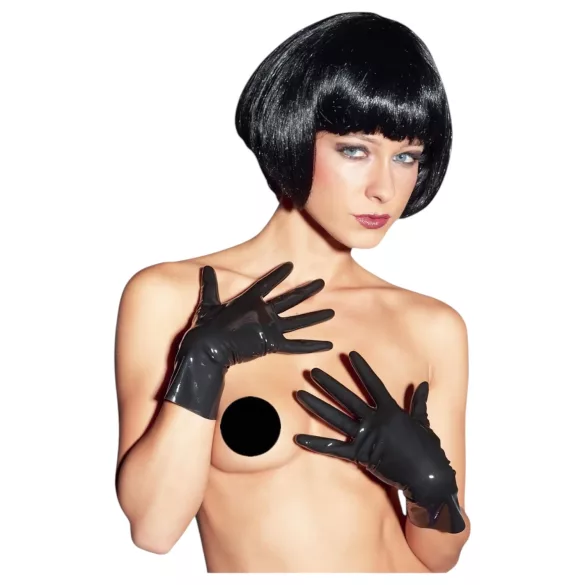 Latex short unisex gloves (black) - L