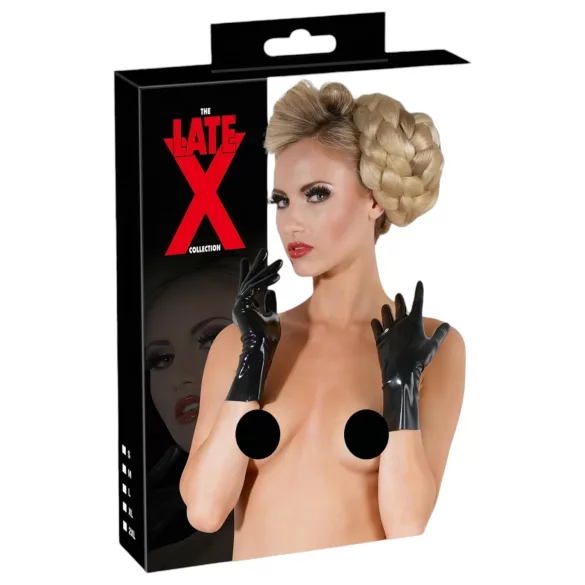 Latex short unisex gloves (black) - L