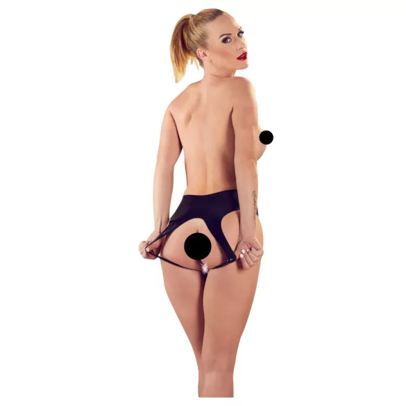 Latex black open-crotch women’s knickers (S-L)