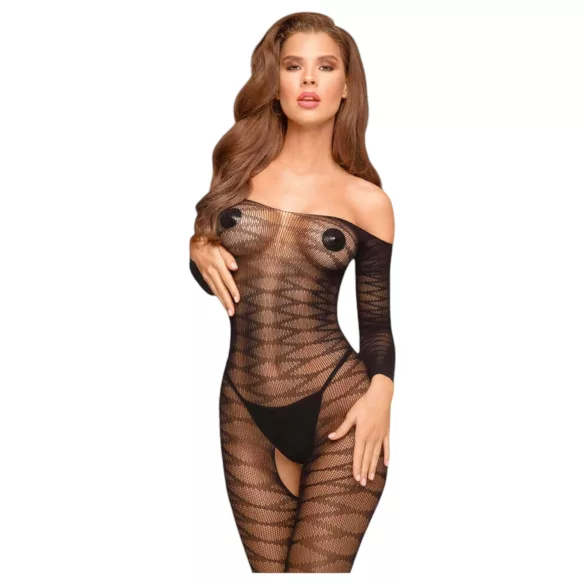 Penthouse Dreamy Diva - Zigzag Carmen Jumpsuit (Black) - XL