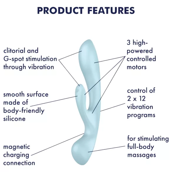 Satisfyer Triple Oh - rechargeable clitoral arm vibrator (blue)