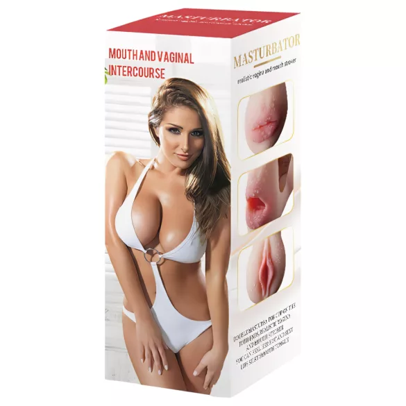 Lonely 2-in-1 - artificial vagina and artificial mouth masturbator (natural)