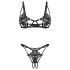 Obsessive Luise - tulip-patterned 2‑piece lingerie set (black) - L/XL