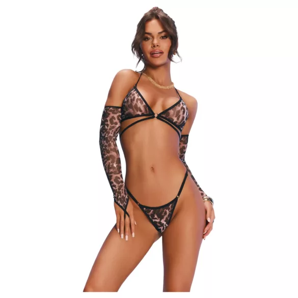 Obsessive Addia - leopard‑print fishnet set - L/XL