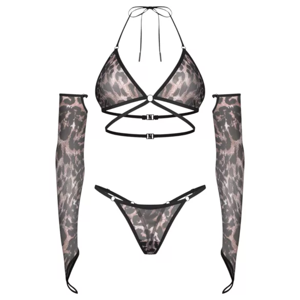 Obsessive Addia - leopard‑print fishnet set - L/XL