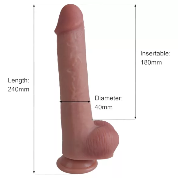 Erospace Natural Play - silicone dildo 24 cm (flesh-coloured)