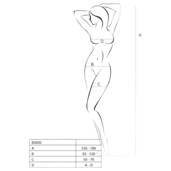 Passion BS020 - black embellished open crotch bodystocking (S-L)