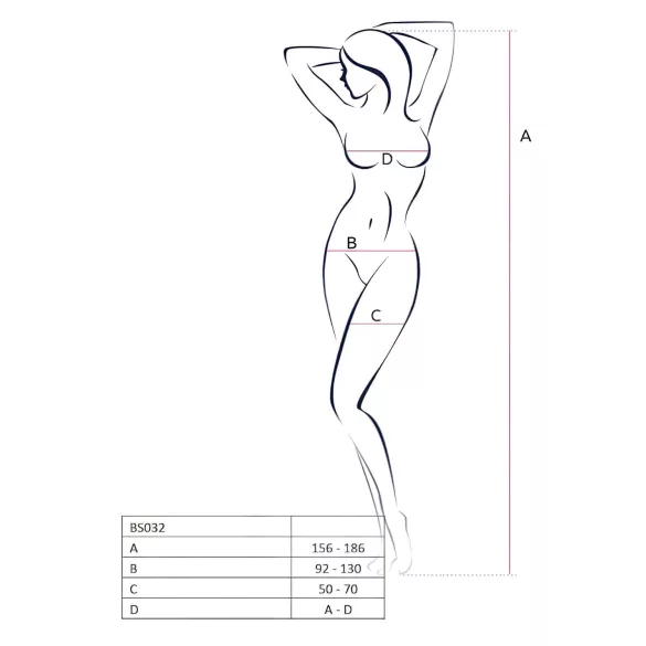 Passion BS032 - red open fishnet bodystocking with mesh (S-L)