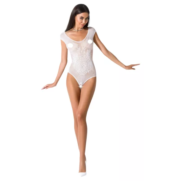 Passion BS064 - open white fishnet bodysuit (S-L)