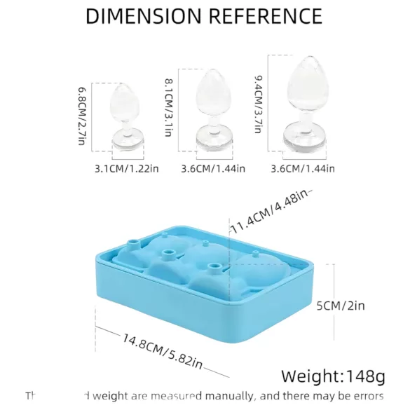 Anal plug ice cube maker silicone mould (blue)