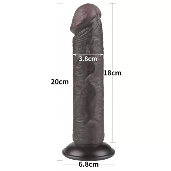 Lovetoy Sliding-Skin - Suction Cup Dual-Layer Dildo - 20cm (Brown)