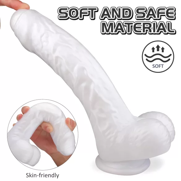 Sex HD Martin - Realistic Suction Cup Dildo with Testicles (White)
