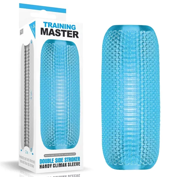 Lovetoy Training Master - Double‑sided Ribbed Masturbator (Blue)