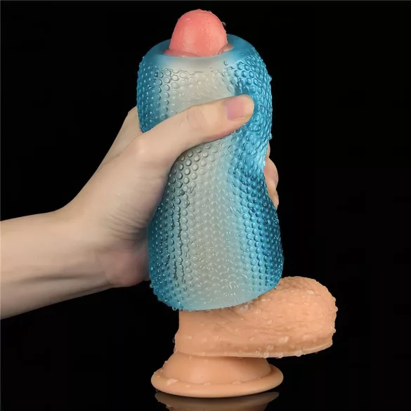 Lovetoy Training Master - Double‑sided Ribbed Masturbator (Blue)