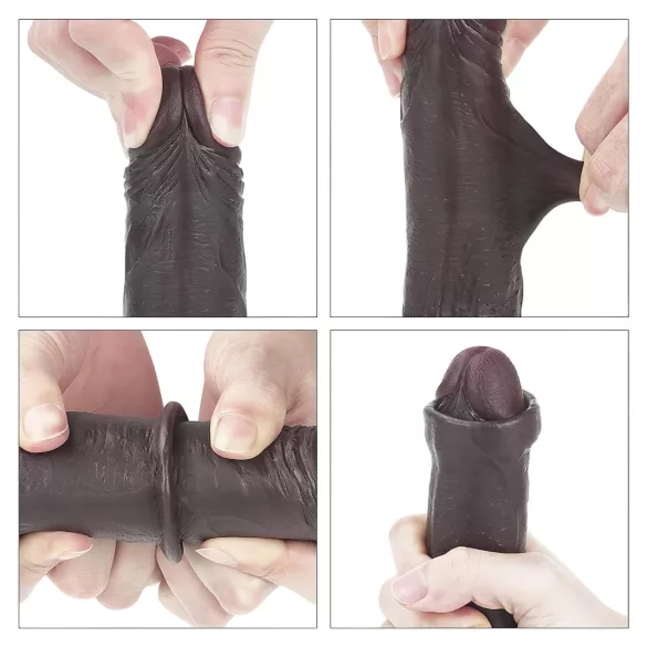 Lovetoy Sliding-Skin - double-layer dildo - 18 cm (brown)