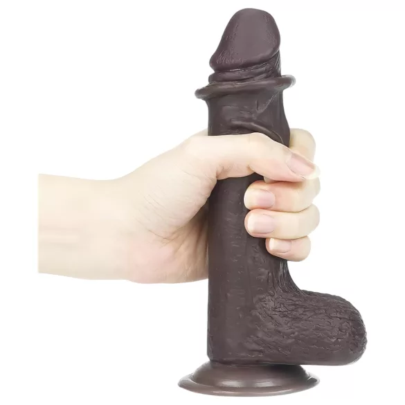 Lovetoy Sliding-Skin - double-layer dildo - 18 cm (brown)