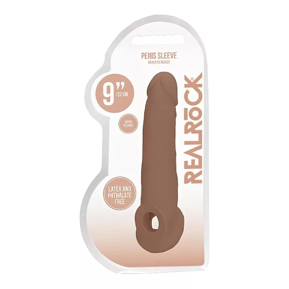 RealRock 9” Penis Sleeve - Dark Natural (21.5cm)