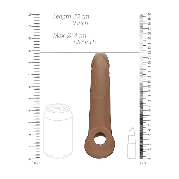 RealRock 9” Penis Sleeve - Dark Natural (21.5cm)
