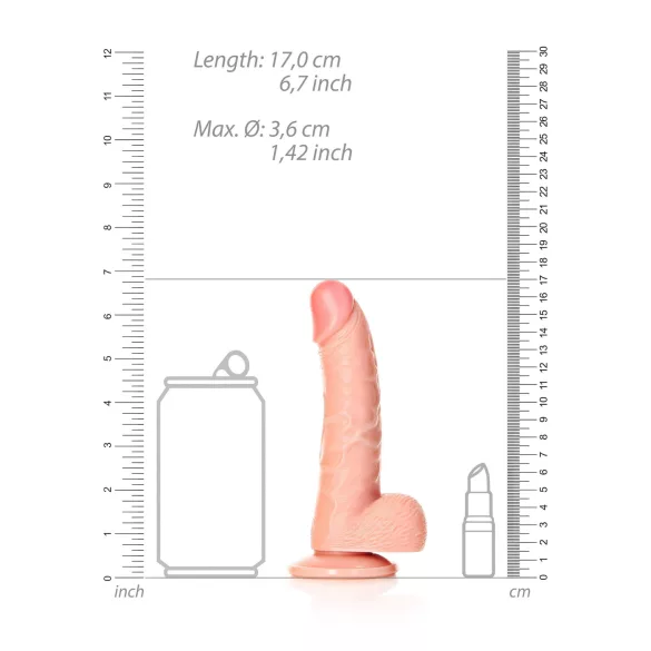 RealRock - suction cup dildo with balls - 15.5 cm (flesh-coloured)